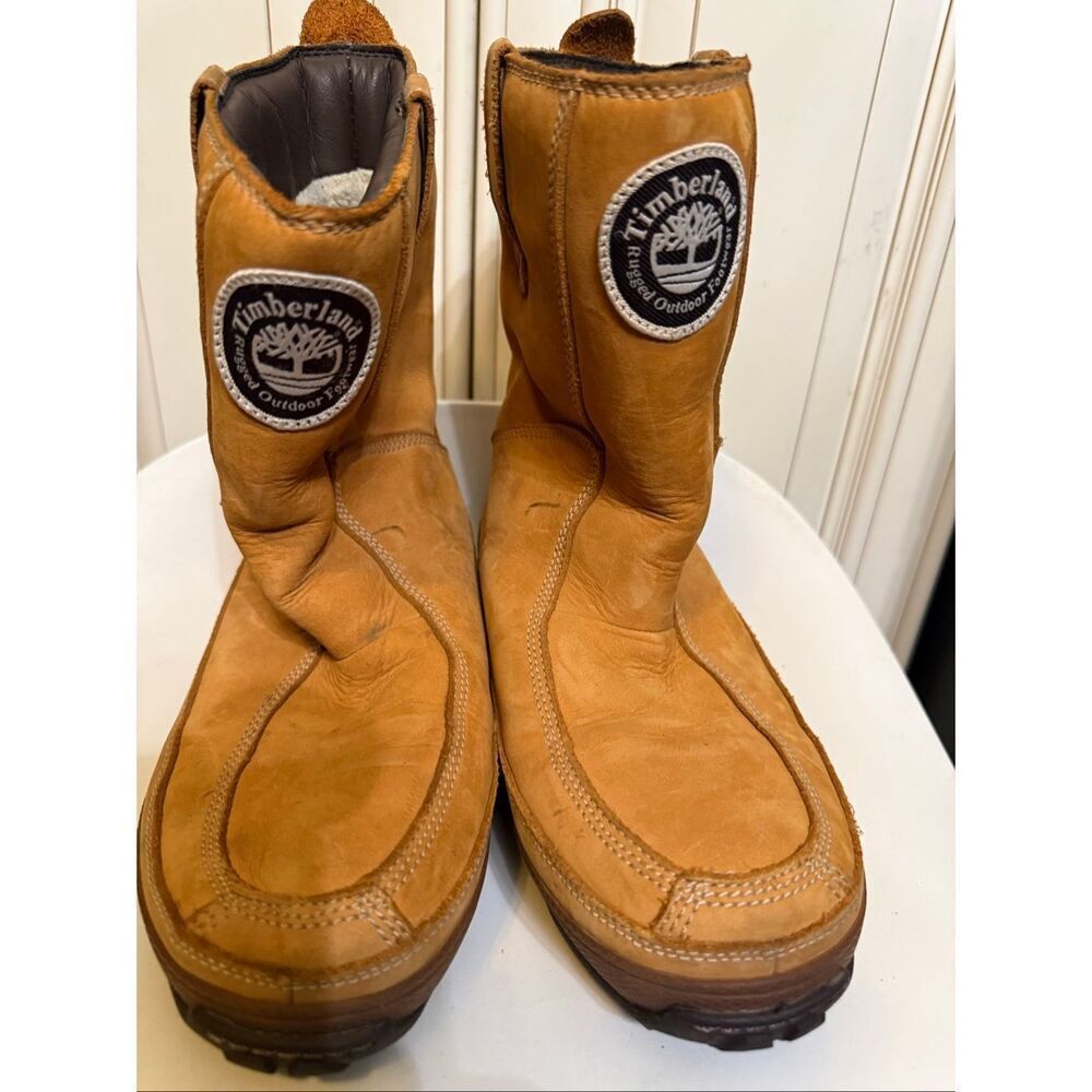 Timberland Women's Mukluk Thermolite Leather Pull On Waterproof Snow Boots Tan 8